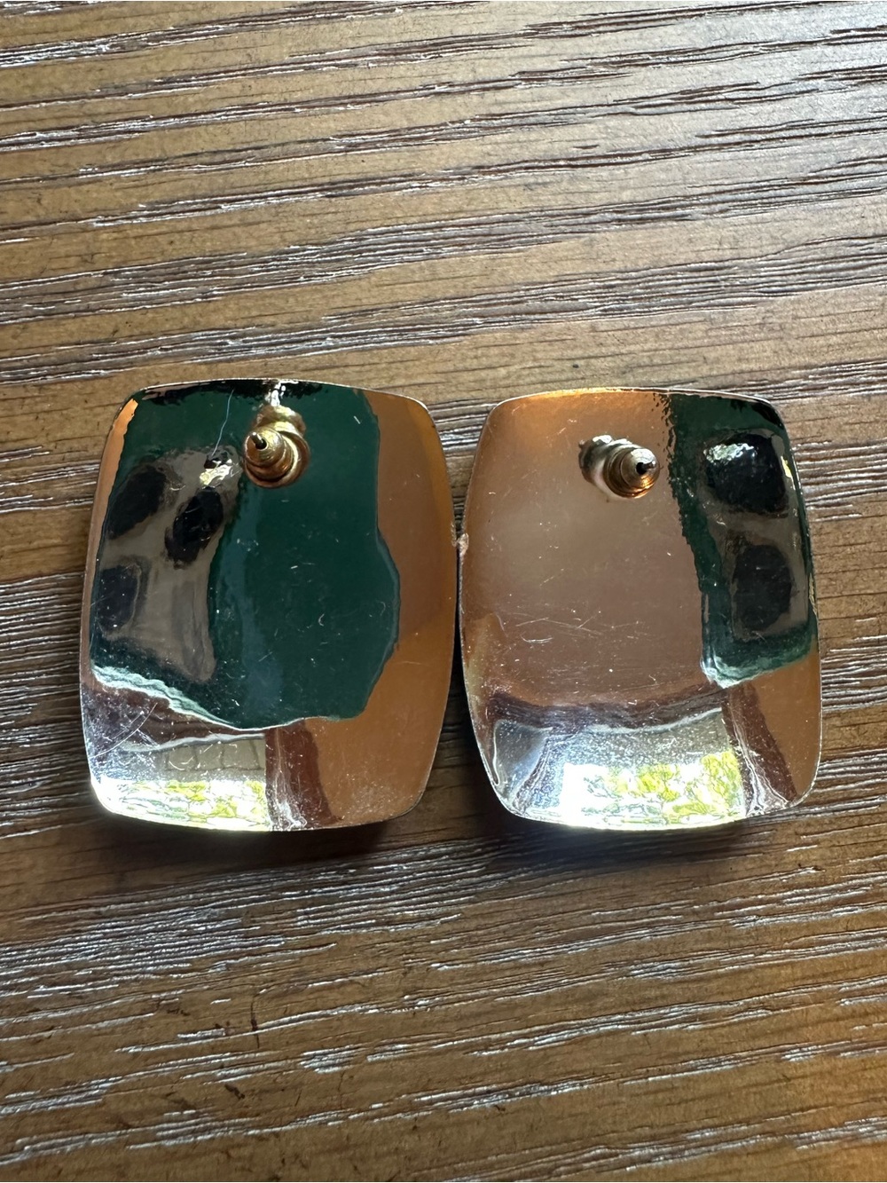 Vintage Enameled Modernist Huge 80s Earrings - Picture 4 of 4